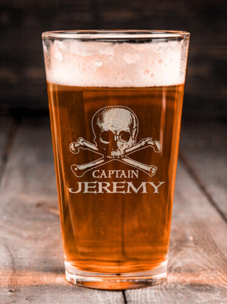 Pirate Captain : Pint Glasses - Engraved