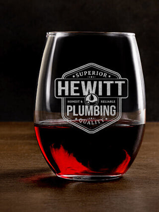 Plumbing : Stemless Wine Glasses - Engraved