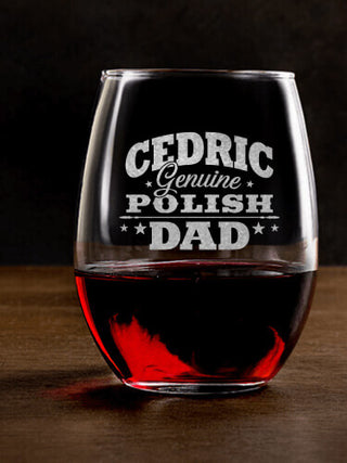 Polish Dad : Stemless Wine Glasses - Engraved