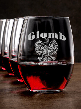 Polish Eagle : Stemless Wine Glasses - Engraved
