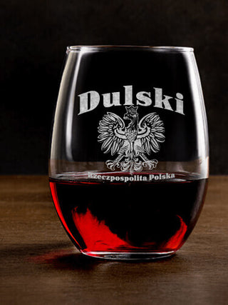 Polish Eagle : Stemless Wine Glasses - Engraved