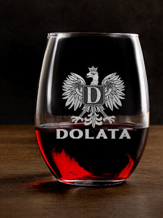 Polish Monogram : Stemless Wine Glasses - Engraved