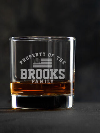 Property of Flag : Rocks Glasses - Engraved