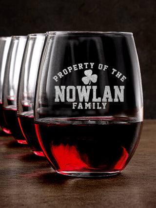 Property of Irish : Stemless Wine Glasses - Engraved