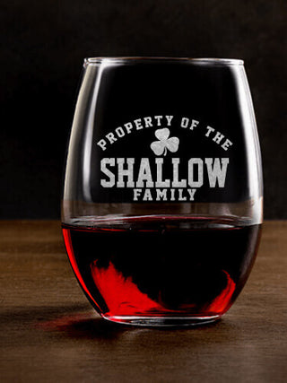 Property of Irish : Stemless Wine Glasses - Engraved