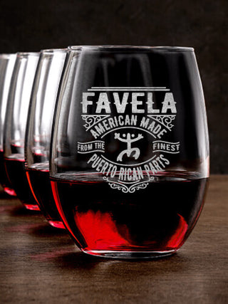 Puerto Rican Parts : Stemless Wine Glasses - Engraved