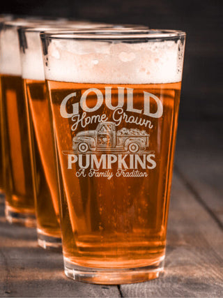 Pumpkins : Pint Glasses - Engraved