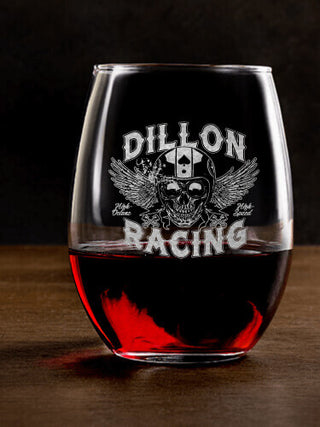 Racing Skull : Stemless Wine Glasses - Engraved