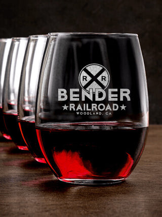 Railroad : Stemless Wine Glasses - Engraved