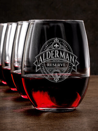 Reserve : Stemless Wine Glasses - Engraved