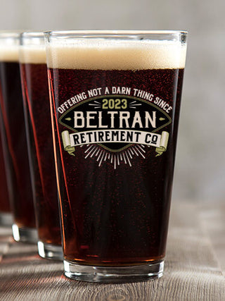 Retirement Company : Pint Glasses - Color Printed