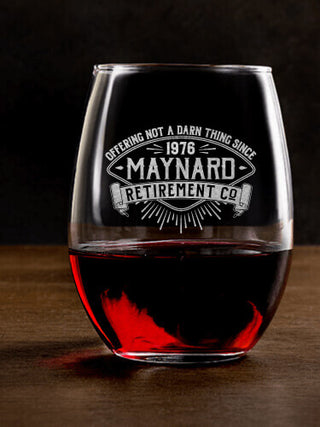 Retirement Company : Stemless Wine Glasses - Engraved