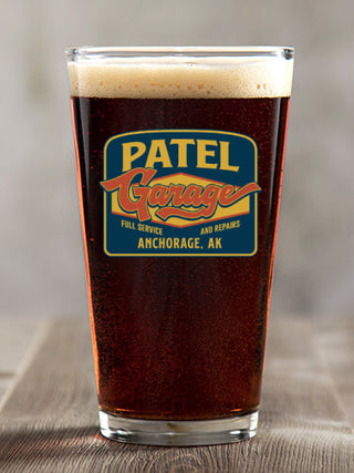Retro Garage : Pint Glasses - Color Printed