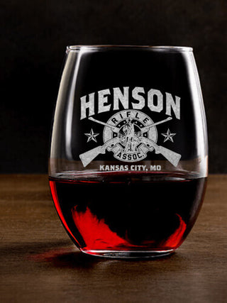 Rifle Association : Stemless Wine Glasses - Engraved
