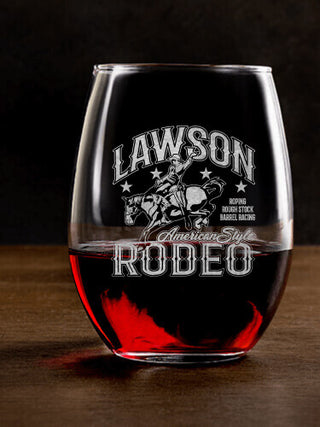 Rodeo : Stemless Wine Glasses - Engraved