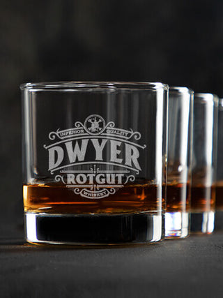 Rotgut Whiskey : Rocks Glasses - Engraved