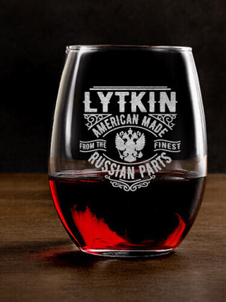 Russian Parts : Stemless Wine Glasses - Engraved