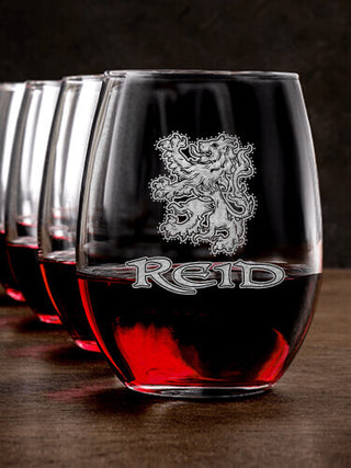 Scottish Lion : Stemless Wine Glasses - Engraved