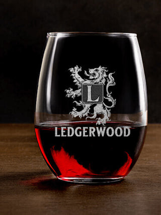 Scottish Monogram : Stemless Wine Glasses - Engraved