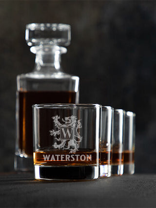 Scottish Monogram : Decanter Rocks Glass Gift Sets - Engraved