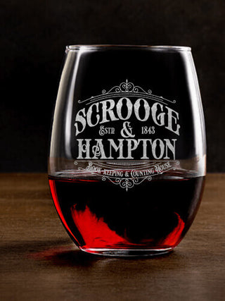 Scrooge : Stemless Wine Glasses - Engraved