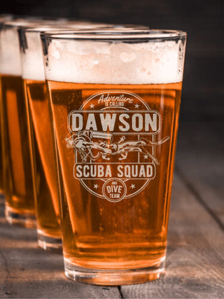 Scuba : Pint Glasses - Engraved