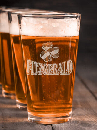Shamrock Flag : Pint Glasses - Engraved