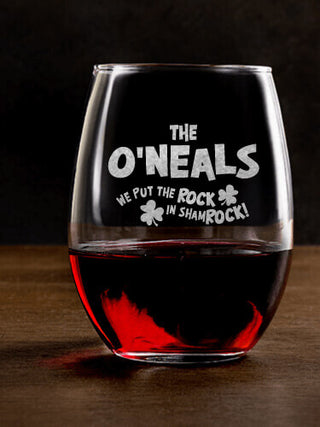ShamROCK : Stemless Wine Glasses - Engraved
