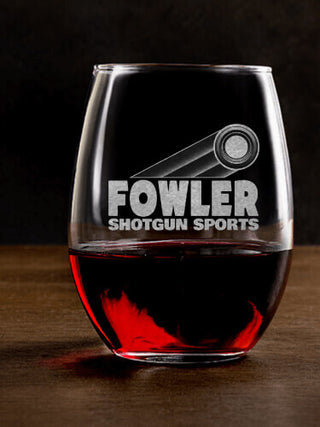 Shotgun Sports : Stemless Wine Glasses - Engraved
