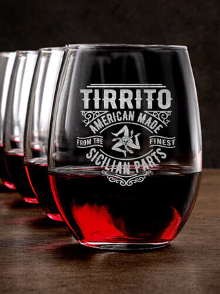 Sicilian Parts : Stemless Wine Glasses - Engraved
