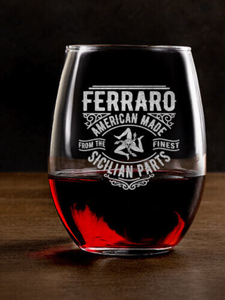 Sicilian Parts : Stemless Wine Glasses - Engraved