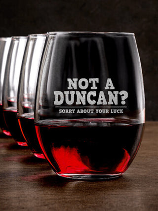 Sorry About Your Luck : Stemless Wine Glasses - Engraved