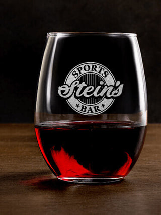 Sports Bar : Stemless Wine Glasses - Engraved