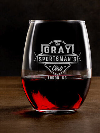 Sportsman's Club : Stemless Wine Glasses - Engraved