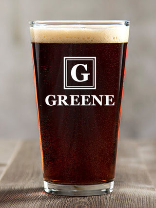 Square Monogram : Pint Glasses - Color Printed
