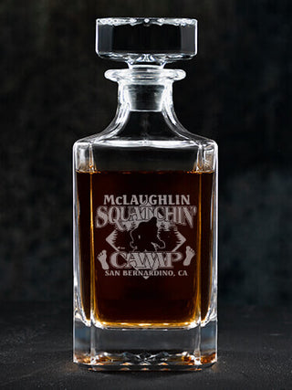 Squatchin' Camp : Whiskey Decanter - Engraved