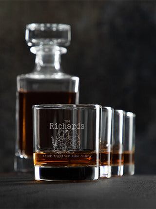 Stick Together : Decanter Rocks Glass Gift Sets - Engraved