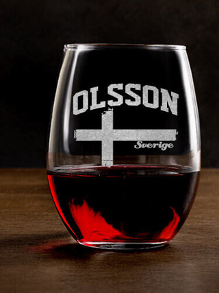 Sweden : Stemless Wine Glasses - Engraved