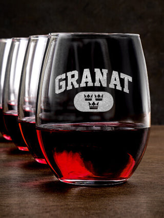 Swedish Varsity : Stemless Wine Glasses - Engraved