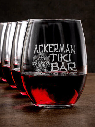 Tiki Bar : Stemless Wine Glasses - Engraved