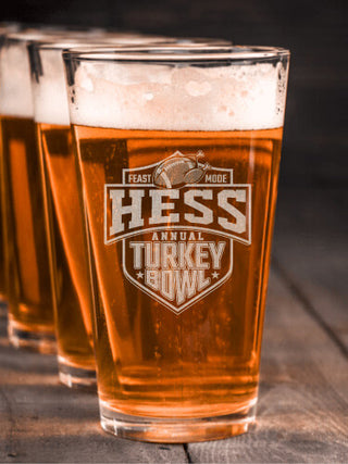 Turkey Bowl : Pint Glasses - Engraved