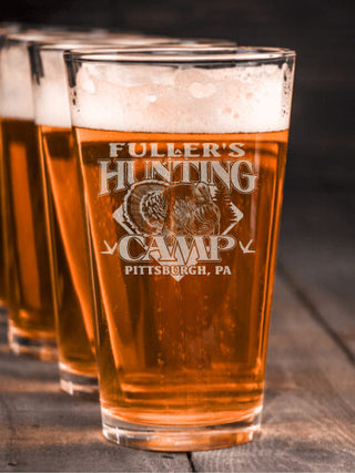 Turkey Hunting Camp : Pint Glasses - Engraved
