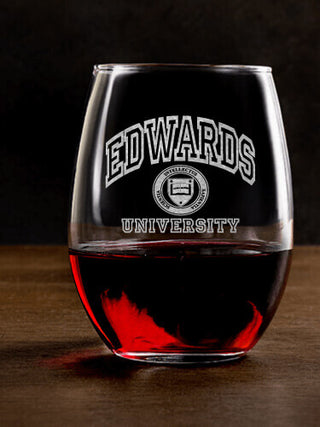 University : Stemless Wine Glasses - Engraved