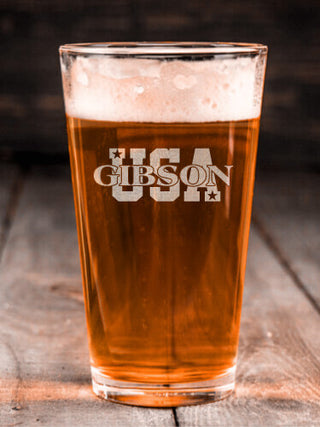 USA : Pint Glasses - Engraved