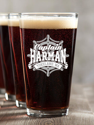 Vintage Captain : Pint Glasses - Color Printed