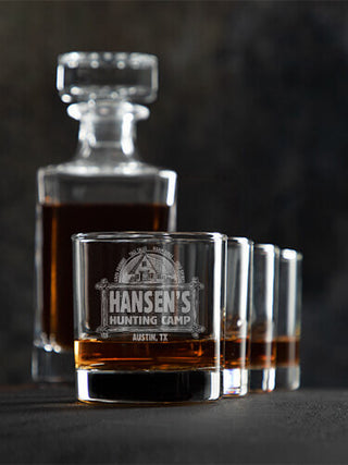 Vintage Hunting Camp : Decanter Rocks Glass Gift Sets - Engraved