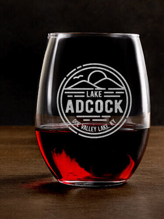 Vintage Lake : Stemless Wine Glasses - Engraved