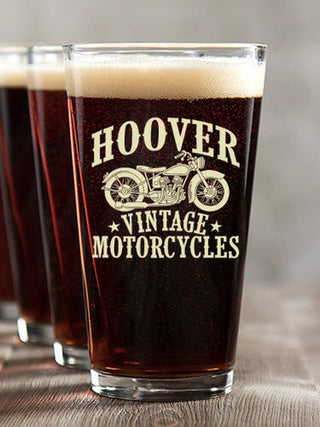 Vintage Motorcycles : Pint Glasses - Color Printed