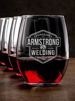 Welding : Stemless Wine Glasses - Engraved