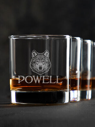 Wolf : Rocks Glasses - Engraved